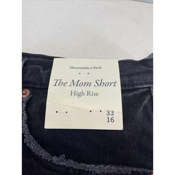 NEW Abercrombie & Fitch The Mom Short High Rise 33 /16 Black Wash Cut Offs 2.5" - Picture 2 of 6